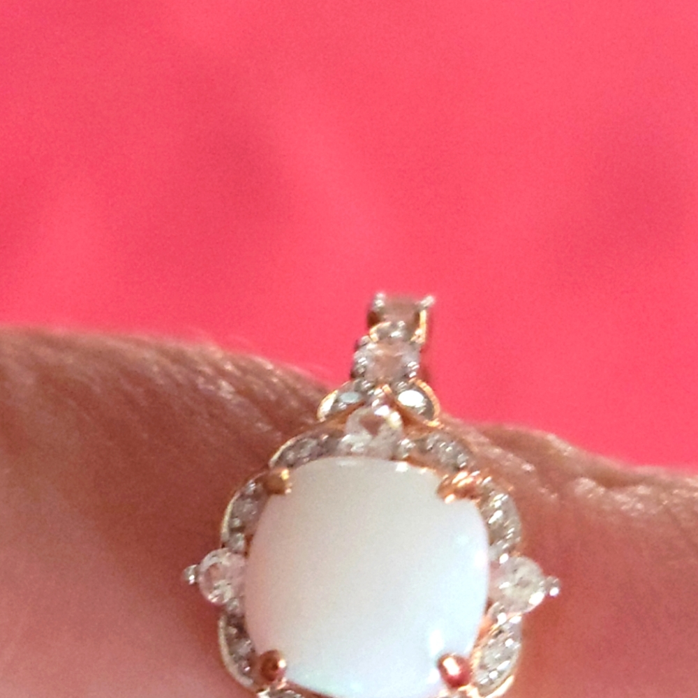 14kt white gold w diamond opal ring